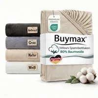 Buymax Spannbettlaken Premium Velours aus 80% Baumwolle, Velours, Gummizug: Rundumgummi, (1 Stück), Pflegeleicht und Atmungsaktiv in Verschiedenen Farben und Größen