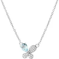 Vivance Collierkettchen 925/- Sterling Silber rhodiniert Blautopas und Zirkonia