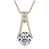 ROUGEMONT Kette mit Anhänger Extravagante Moissanit Damen Halskette 1,0ct 925 Sterling Silber Gold, Echtschmuck mit Echtheitszertifikat