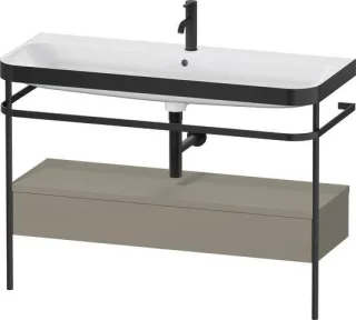 Duravit Happy D.2 Plus c-bonded Set mit Metallkonsole und Schubkasten Stein Grau Seidenmatt 1175x490 HP4744O92920000