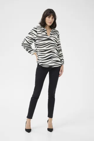 Kurzarm-Bluse Regular fit Chalk/Black Animal animal