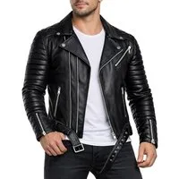 Reichstadt Lederjacke Herren Slim Fit Bikejacke RS001 im Bikerstyle mit Silver Zippern