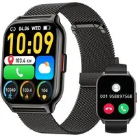 Zevelora Damen's und Herren's Fitness Tracker Telefonfunktion IPx7 Wasserdicht Smartwatch (2 Zoll, Android/iOS), mit austauschbarem weichem Silikonarmband, mit Blutdruckmessung Herzfrequenz Schlafmonitor SpO2, Sport modus