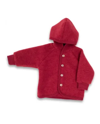 Engel Natur Kapuzenjacke mit Holzknöpfen Merino Fleece 62/68 jaspis melange