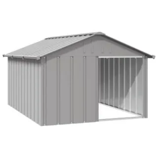 VidaXL Hundehütte Verzinkter Stahl Hundezwinger Hundekäfig grau 1,165 m, 1,53 m, 81,5 cm
