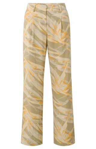Yaya - Hose mit hoher Taille und weitem Bein grün/gelb - Gr. - 36