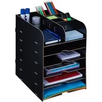 relaxdays Organizer Schreibtisch Organizer mit Ablagefächern, schwarz