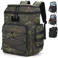 LuxusKollektion Kühltasche Kühlrucksack isoliert auslaufsicher erweiterbar 30L XL B-schwarz Camo