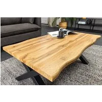 riess-ambiente Couchtisch WILD 90cm braun/schwarz - Wildeichen-Design, Baumkante, X-Gestell (Einzelartikel, 1-St), 3cm Tischplatte & Industrial Design - ideale Ergänzung zu Deiner Couch