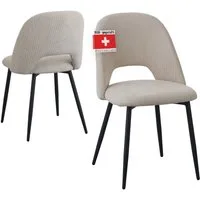 Albatros International Esszimmerstuhl Esszimmer Stühle 2 er Set SILVI, Stuhl Stühle Esszimmerstühle, Küche (2er Set, Beige, Cord Bezug), Küchenstuhl Küchenstühle Essstühle für den Esstisch Ess Stühle