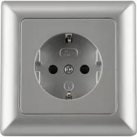 UNITEC Steckdose Unitec Steckdose mit Rahmen silber, Serie Genua