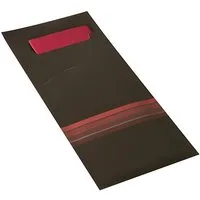 PAPSTAR Papierserviette 520x Bestecktaschen 20 x 8,5cm schwarz/bordeaux Stripes + Serviette