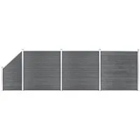 vidaXL Gartenzaun WPC Zaun-Set 3 Quadrate + 1 Schräge 619x186 cm Grau, (1-St)