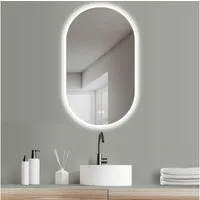 HOKO Badspiegel LED Design Antibeschlag Wandspiegel Oval + LED Wechsel (Warmweiß - Kaltweiß - Neutral. Licht mit Touch Schalter und mit Wandschalter einschaltbar. Memory-Funktion.IP44, 4mm HD Glass)