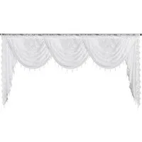 Minicloss Vorhang Boho Vintage Vorhang mit Perlenquasten, halbtransparenter Küchenvorhang mit floraler Stickerei