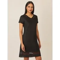 mint & mia Midikleid mit V-Ausschnitt und Spitzensaum