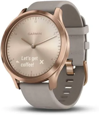 Garmin vivomove HR Premium [inkl. Lederarmband grau] 43mm Edelstahlgehäuse roségold