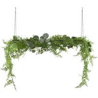 Kunstpflanze Dekohängeobjekt mit Kunstpflanzen, Creativ green, Höhe 45 cm, mit Metallrahmen zum Aufhängen