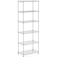 Mondeer Regal Aufbewahrungsregal, 6-Stufiges, 160cm, mit 8-Haken, PP-Trennwand