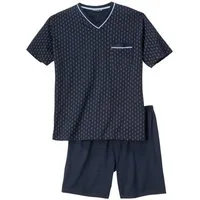 GÖTZBURG Shorty Götzburg XXL V-Neck Pyjama kurz navy Fantasiemuster (2 tlg)
