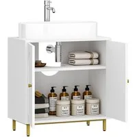 HZUANERI Waschbeckenunterschrank Waschtischunterschrank Unterschrank Badezimmerschrank mit 2 Türen verstellbare Ablage, viel Stauraum, 30 x 60 x 63 cm