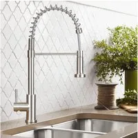 ZMH Küchenarmatur Schwarz Wasserhahn Brause ausziehbar Schwenkbar Küche Badezimmer (Set, 1-St., Küchenarmatur mit Spiralfeder) Rostfreier Stahl/heißes und kaltes Wasser/360° Drehung