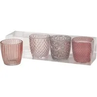 BOLTZE GRUPPE GmbH Teelichthalter Teelichthalter Marilu Glas lackiert rose mix H.7,5 cm Ø.7,5cm 4-teilig