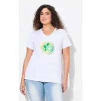 Ulla Popken T-Shirt T-Shirt Limonen A-Linie V-Ausschnitt Halbarm