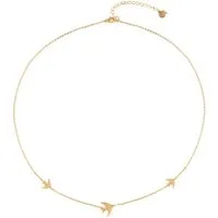 Hey Happiness Charm-Kette Fliegende Vögel, Kette Edelstahl 18K Roségold vergoldet, Damen Halskette Vogel Schwalbe, wasserfest