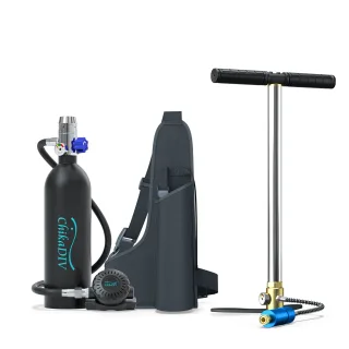 [EU Direct] ChikaDIV 1L Scuba Diving Tank Snorkel Equipment with 15-20 Minutes Mini Diving Tank with Pump Optional, Port