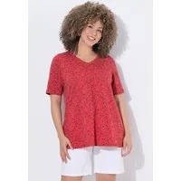 Ulla Popken T-Shirt T-Shirt Fische Zierfalten V-Ausschnitt Halbarm