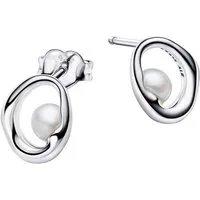 Pandora Paar Ohrstecker 293295C01, Damenohrringe Oval mit Perle Silber