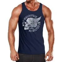 Neverless Tanktop Herren Tank Top Motorrad Biker Totenkopf Skull Wings Vintage mit Print
