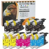 Kompatibel Brother LC-1240 XL Multipack 10-Farben (4x Schwarz, 2x Tintenpatrone (Spar-Set, DW)