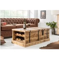 riess-ambiente Couchtisch BODEGA 100cm natur (Einzelartikel, 1-St), Wohnzimmer · Massivholz · eckig · Truhe · Hausbar · mit Stauraum