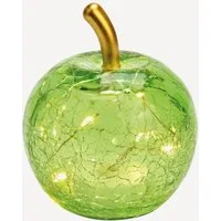 Seyila Home Dekofigur Dekorative Glas Apfel Leuchte mit LED, Crackle-Effekt, Goldener Stiel