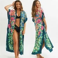 MOPUEA Strandkleid Strandtunika Bikini-Überwurf Bikini-Abdeckung langer Cardigan (1-tlg) Strand-Kimono Badeanzug-Überwurf, Sonnenschutz für Urlaub & Strand
