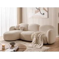 S-Style Möbel Ecksofa Nuvola aus Bouclé-Stoff mit abgerundetem Design und hohem Sitzkomfort, mit Wellenfederung