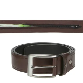 Tresorgürtel Leder 4cm Safegürtel Bundweite 95cm braun
