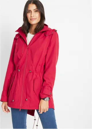 bonprix Parka, rot, Gr.48, Lässiger Parka mit abnehmbarer Kapuze, hinten etwas länger geschnitten, 58% Polyester