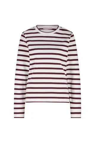 Studio Anneloes - Annika stripe ls tshirt off white/bordeaux - Gr. - L