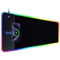 ibettertec Mauspad Gaming Mauspad RGB Mousepad Induktive Ladestationen (800 x 300 mm, 10 W kabelloses Laden, 14 RGB-Beleuchtungsmodi), abwaschbar, rutschfeste Rückseite, Geschwindigkeit & Präzision