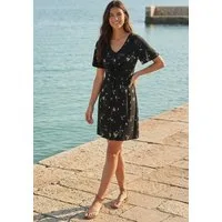 Laura Scott Sommerkleid mit betonter Taille, Kurzarm, geblümt