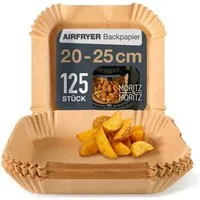 Moritz & Moritz Backpapier für Airfryer 125Stk. Backpapier Quadrat 20x20 cm, 125Stk. für 5-8 L Heißluftfritteuse & Backofen