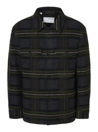Selected - Wollblend Jacke - Slhmitch blau/grün - Gr. - M