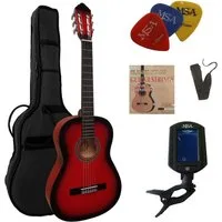 MSA Konzertgitarre C, 4/4 Konzertgitarre im Set, Classic, Nylonsaiten, Tasche, Band, Saiten, 3xPik, Stimmgerät, Lindenholz