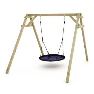 Holzschaukel Smart Rush mit Nestschaukel Swibee - Robuster Spielturm für kleine Gärten bis 100 kg belastbar - Langlebiges Kesseldruck-Holz Wickey