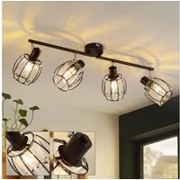 Nettlife Deckenstrahler Kristall Vintage Industrial Deckenspot Schwarz E14 350° schwenkbar, LED wechselbar, Retro Strahler Industrial Flurlampe für Flur Hotel