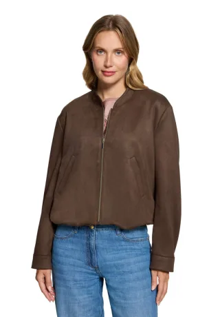 Betty Barclay - Kurzer Blazer Velours-Optik braun - Gr. - 46