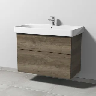 Sanipa 3way Waschtischunterbau zu Geberit Smyle Square Waschtisch mit 2 Auszügen, Eiche-Nebraska SM67137
